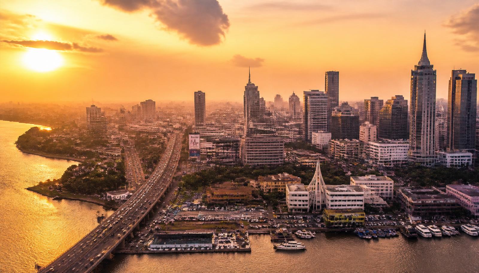 Lagos skyline at golden hour