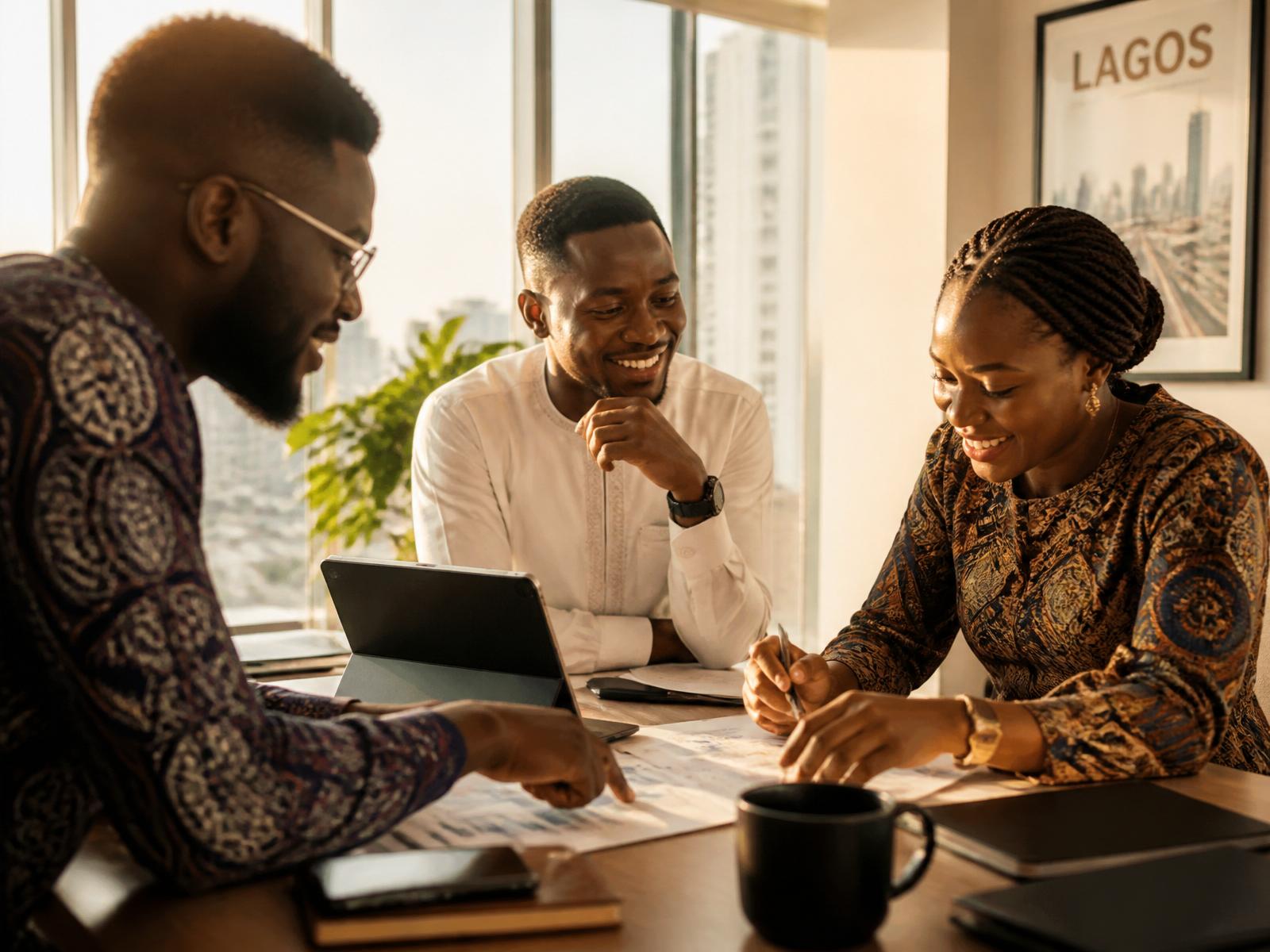 Nigerian business team collaborating